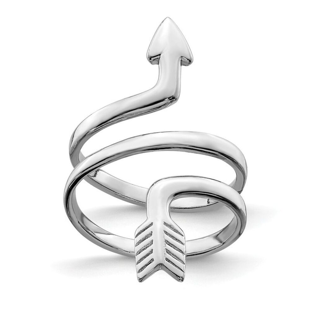 Rhodium Plated Sterling Silver Arrow Wrap Toe Ring
